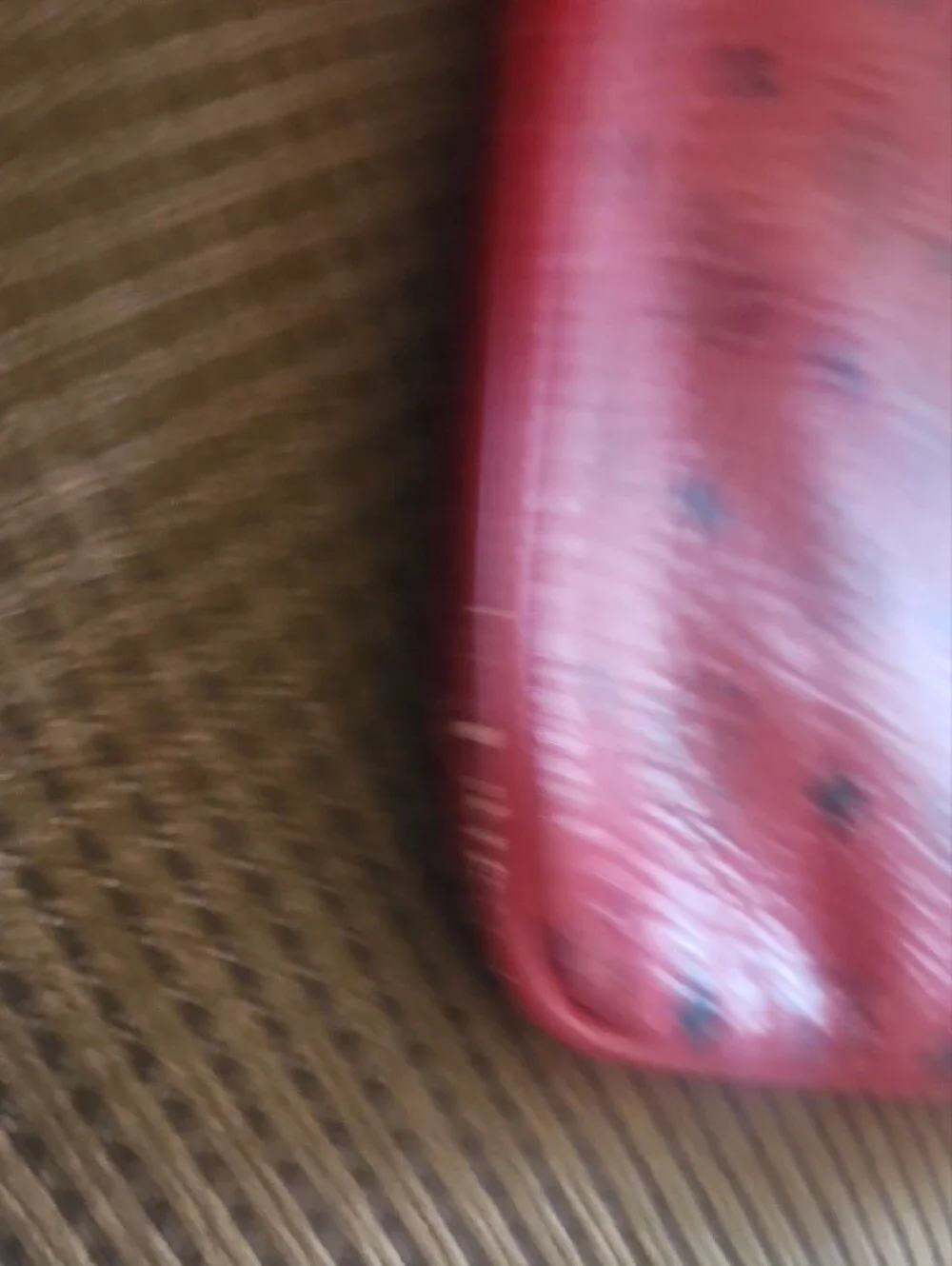 MCM Red Monogram Leather Wristlet Pouch